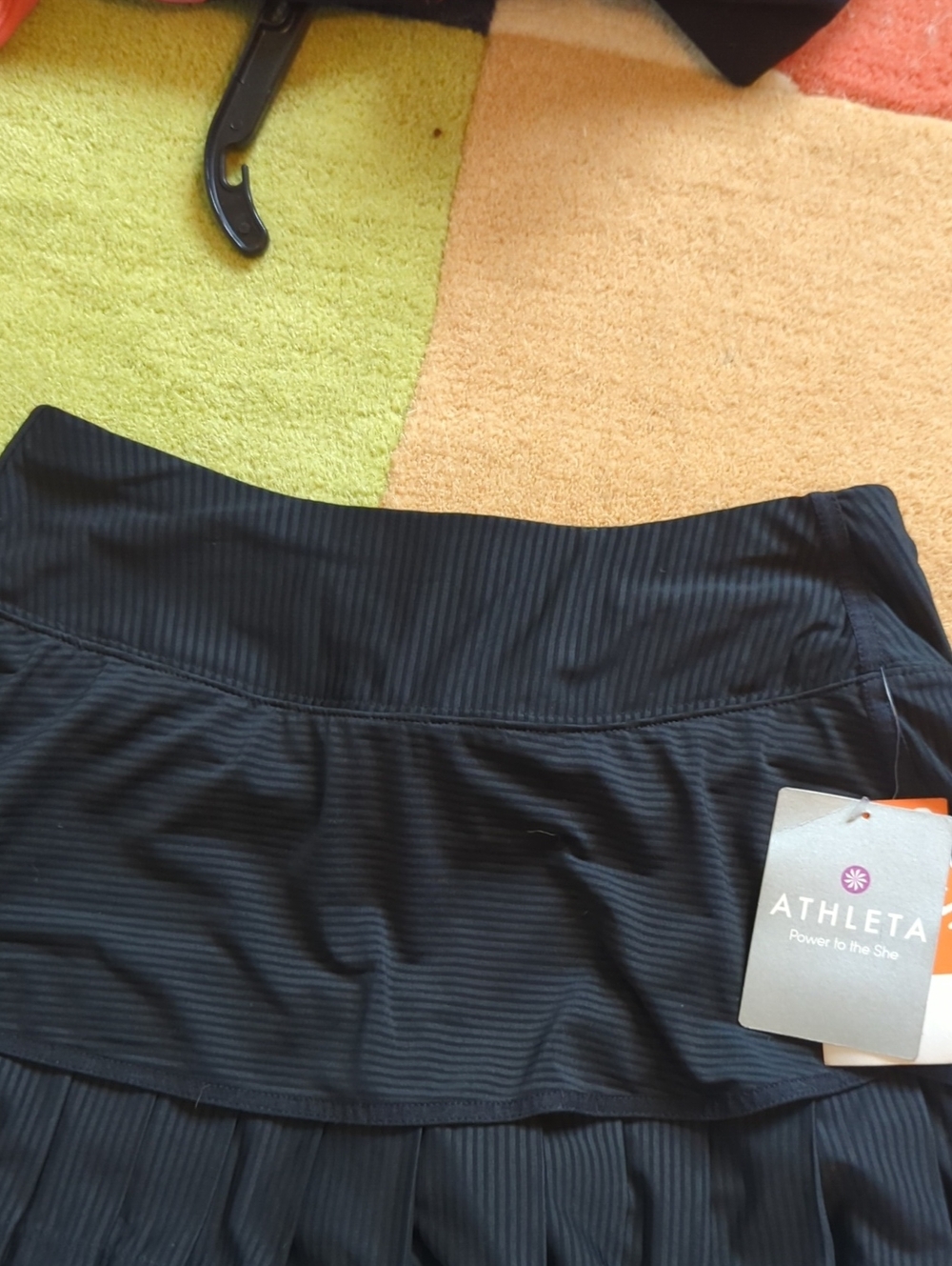 Athleta Black Striped Pleated Skort